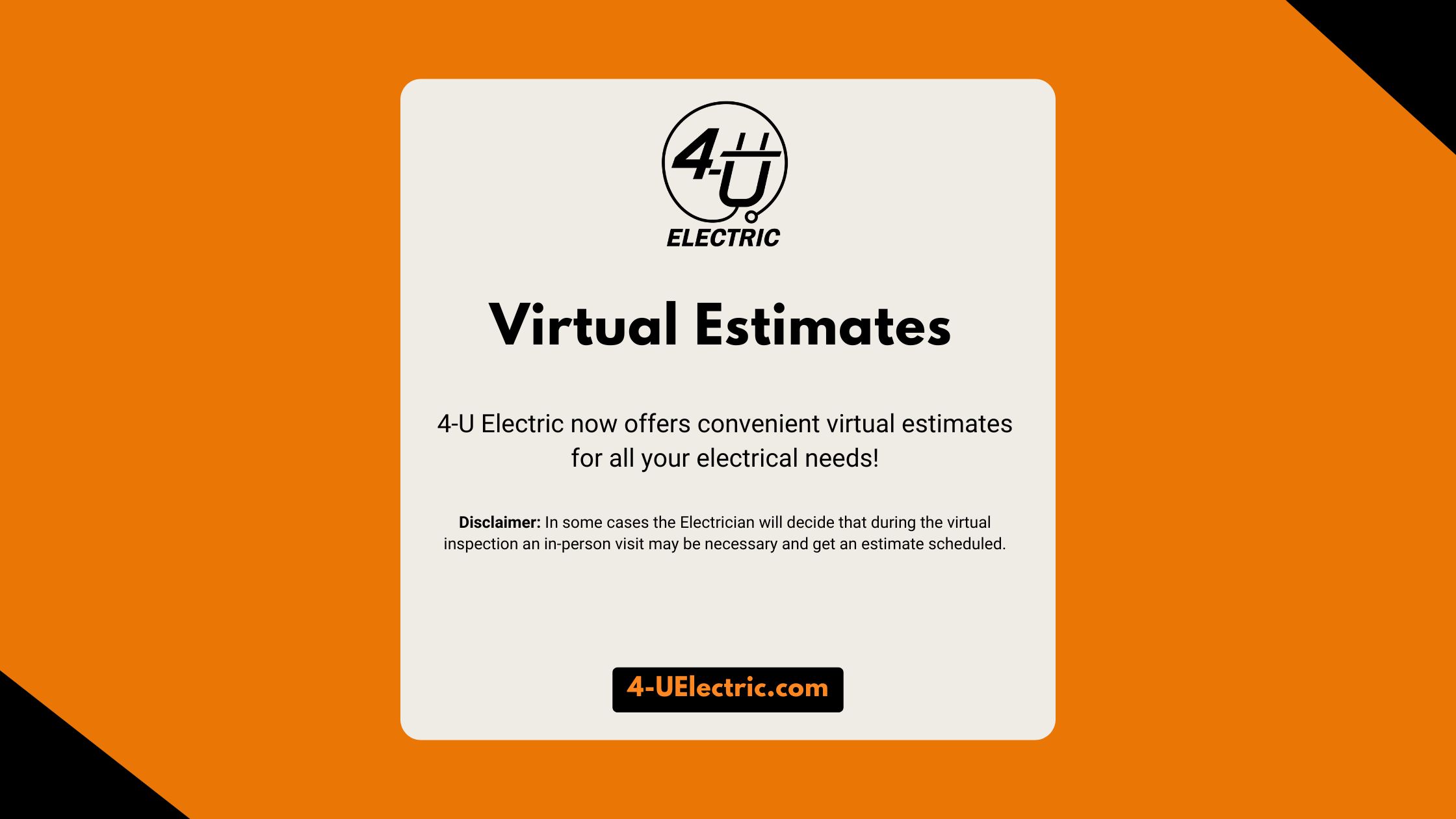 4-U Electric company update announcement about virtual estimates